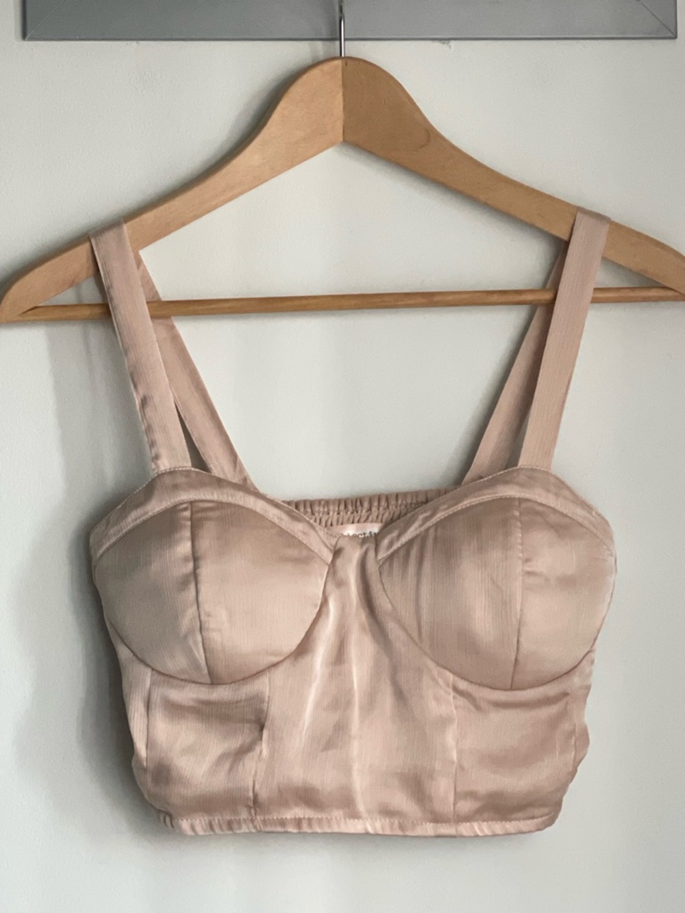 BOG Collective Blush Satin Bustier Crop Top